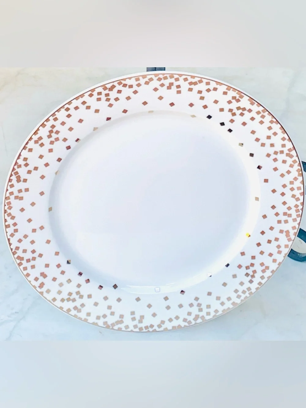 GRACE TEAWARE Elegant White SALAD Plate with Gold METALLIC Confetti Rim NEW 8IN